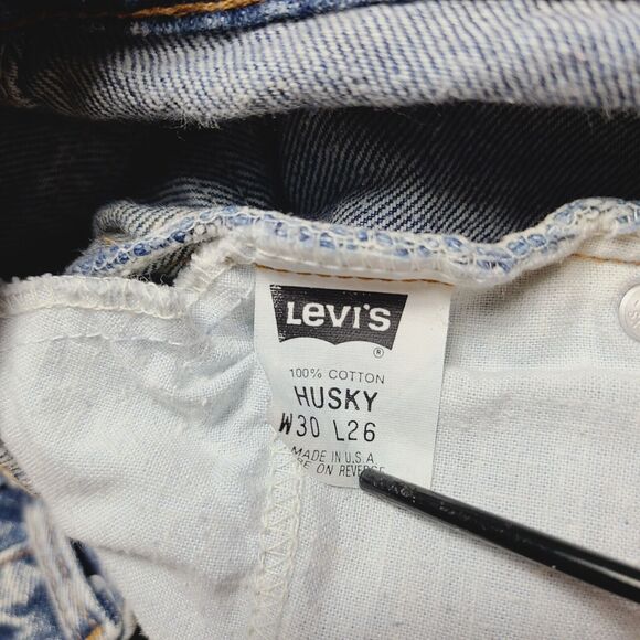 VTG Levi's Boy's Acid Wash Blue Denim Pants Orange Tab Tag Size Husky 30x26 - Picture 9 of 10